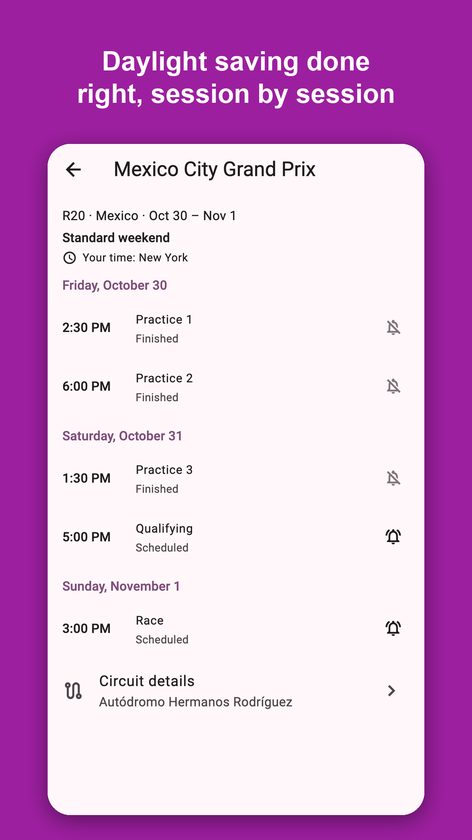 Pole Lap: Race Weekend Times